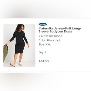 Maternity Jersey-Knit Long Sleeve Bodycon Dress